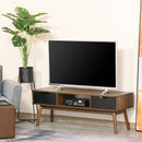 Mobile TV 2 Ante e Vano Centrale 122x39x46 cm in Legno Teak e Nero