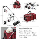 Passeggino Doppio per Cani e Gatti Pieghevole 82x48x100 cm in Metallo e Tessuto Oxford Rosso