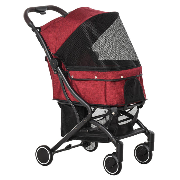 sconto Faltbarer Kinderwagen für Hunde und Katzen 80 x 53 x 101 cm in rotem und schwarzem Aluminium