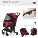 Passeggino per Cani e Gatti Pieghevole 80x53x101 cm in Alluminio Rosso e Nero