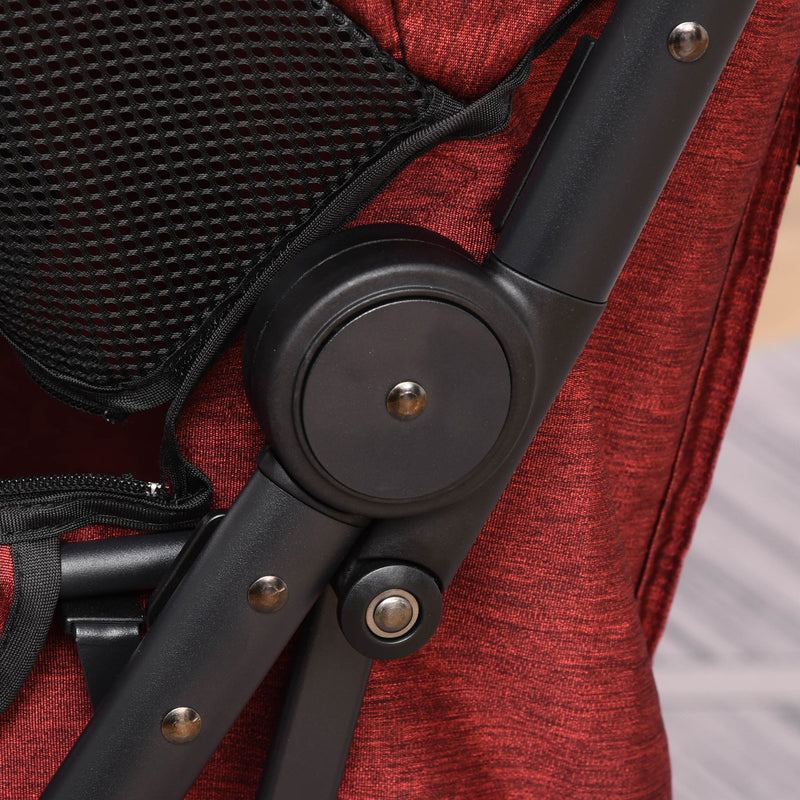 Passeggino per Cani e Gatti Pieghevole 80x53x101 cm in Alluminio Rosso e Nero