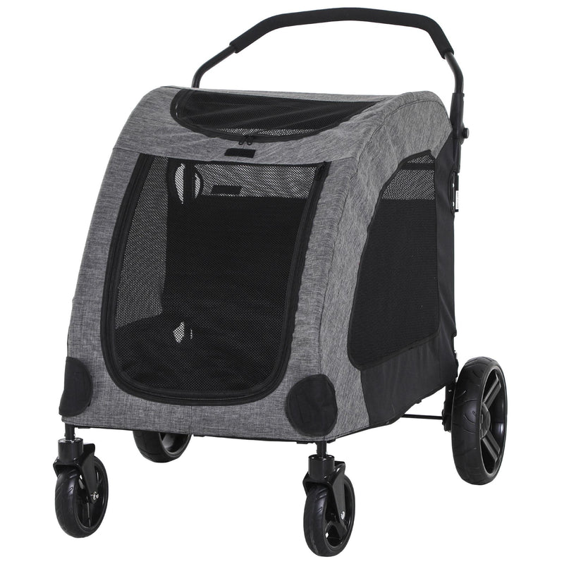 Passeggino per Cani Taglia Medio Grande 98x82x110 cm in Alluminio e Tessuto Oxford Grigio