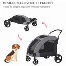 Passeggino per Cani Taglia Medio Grande 98x82x110 cm in Alluminio e Tessuto Oxford Grigio