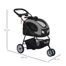 Passeggino per Cani e Gatti Pieghevole 100x45x92 cm con Trasportino Staccabile Nero e Grigio