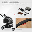 Passeggino per Cani e Gatti Pieghevole 100x45x92 cm con Trasportino Staccabile Nero e Grigio