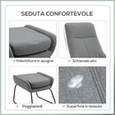 Poltrona con Pouf Poggiapiedi Imbottiti 64x77x107,5 cm in Tessuto Grigio