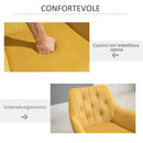 Poltroncina Imbottita 70x66,5x82 cm in Tessuto Effetto Velluto Giallo