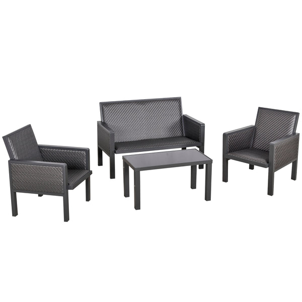 prezzo Garden Lounge Set Sofa 2 Sessel und Couchtisch aus grauem Rattan
