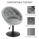 Sgabello Imbottito 66x60x82-94 cm in Poliestere Effetto Velluto Grigio