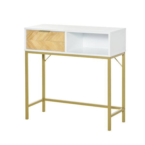 prezzo Eingangskonsole 1 Schublade 80x30x80,5 cm in Weiß und Goldholz