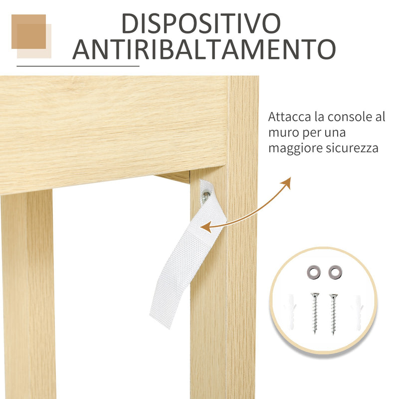 Consolle Ingresso 2 Cassetti 100x30x76 cm in Legno Naturale