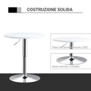 Tavolino da Bar Ø60x69-93 cm in Metallo e MDF Bianco