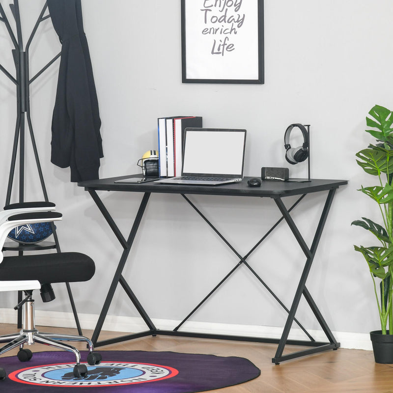 Scrivania da Ufficio Compatta 100x60x75,5 cm in Metallo e MDF Nera