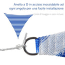 Tenda Vela Ombreggiante Triangolare 5x5x5m in Polietilene Strisce Blue e Bianco