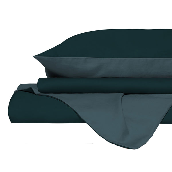 Copripiumino con Sacco e Federe in Tinta Unita Double Face Linea Zoe Ottanio e Salvia online