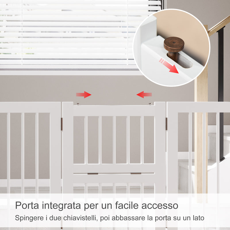 Cancelletto di Sicurezza Pieghevole per Animali Domestici 215x38x75 cm in Legno Bianco