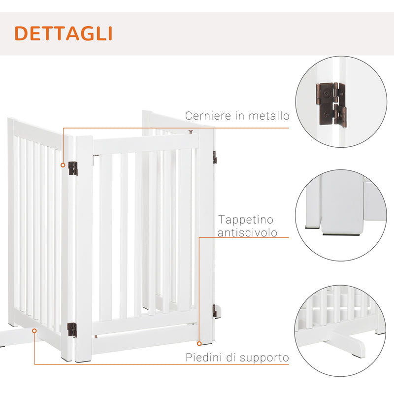 Cancelletto di Sicurezza Pieghevole per Animali Domestici 155x35,5x76 cm in MDF Bianco