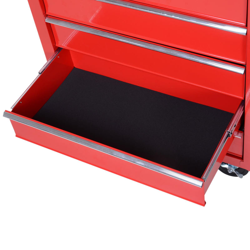 Carrello da Lavoro con 5 Cassetti Porta Utensili 69x33x75 cm in Acciaio Rosso