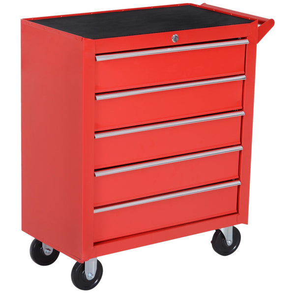sconto Arbeitswagen mit 5 Werkzeugschubladen 69 x 33 x 75 cm in Red Steel