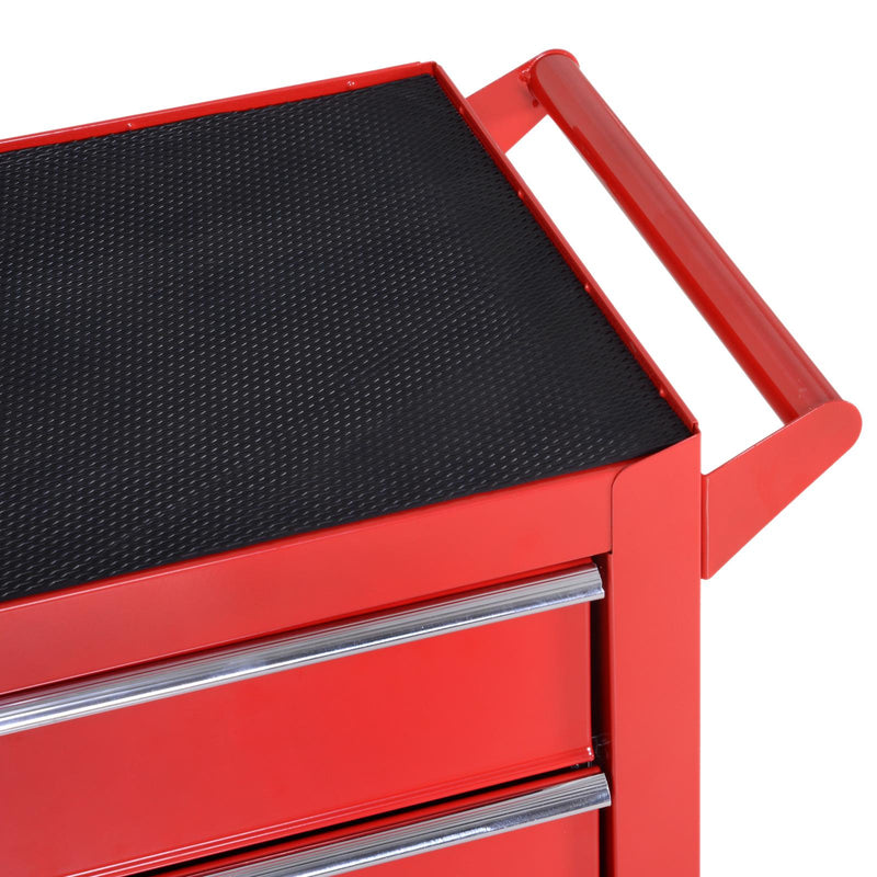 Carrello da Lavoro con 5 Cassetti Porta Utensili 69x33x75 cm in Acciaio Rosso
