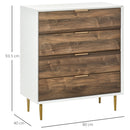 Cassettiera con 4 Cassetti 80x40x93,5 cm in MDF Bianco e Noce