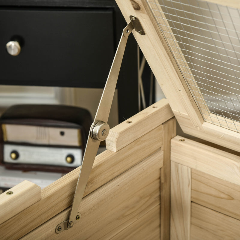 Gabbia per Roditori e Criceti 78x40x44 cm con Tetto Apribile in Legno Naturale