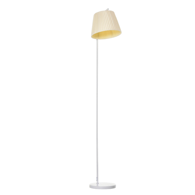 Lampada da Terra con Paralume 45x27x165 cm E27 in Metallo e Tessuto Biano Crema