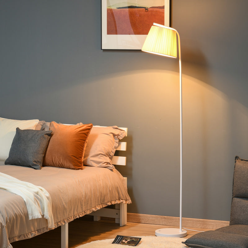 Lampada da Terra con Paralume 45x27x165 cm E27 in Metallo e Tessuto Biano Crema