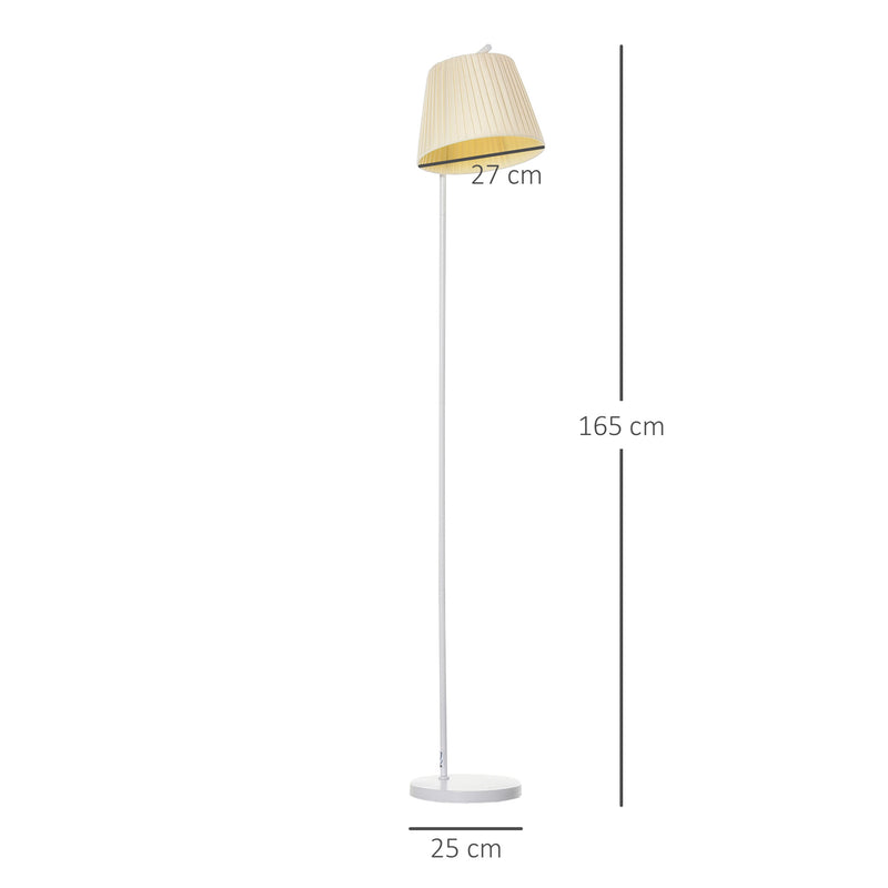 Lampada da Terra con Paralume 45x27x165 cm E27 in Metallo e Tessuto Biano Crema