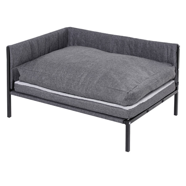 Sofahütte für große Hunde 93,5 x 69 x 48,5 cm aus grauem Stoff in Leinenoptik online