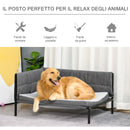 Divano Cuccia per Cani Grandi 93,5x69x48,5 cm in Tessuto Effetto Lino Grigio