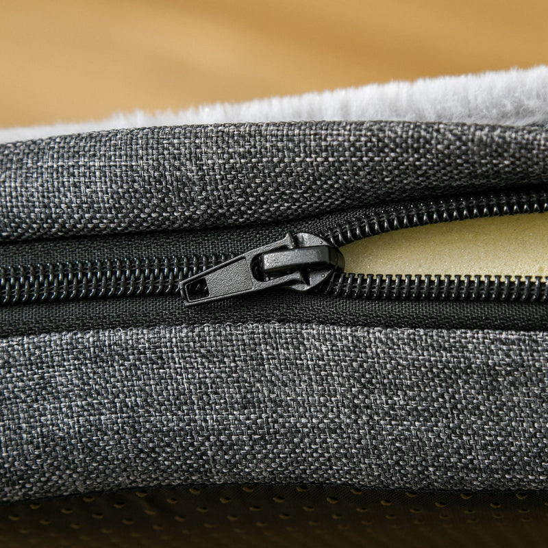 Divano Cuccia per Cani Grandi 93,5x69x48,5 cm in Tessuto Effetto Lino Grigio