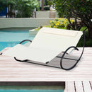 Lettino Prendisole a Dondolo 2 Posti da Giardino 140x200x88 cm in Metallo e Textilene Bianco Crema