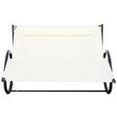Lettino Prendisole a Dondolo 2 Posti da Giardino 140x200x88 cm in Metallo e Textilene Bianco Crema