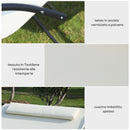 Lettino Prendisole a Dondolo 2 Posti da Giardino 140x200x88 cm in Metallo e Textilene Bianco Crema