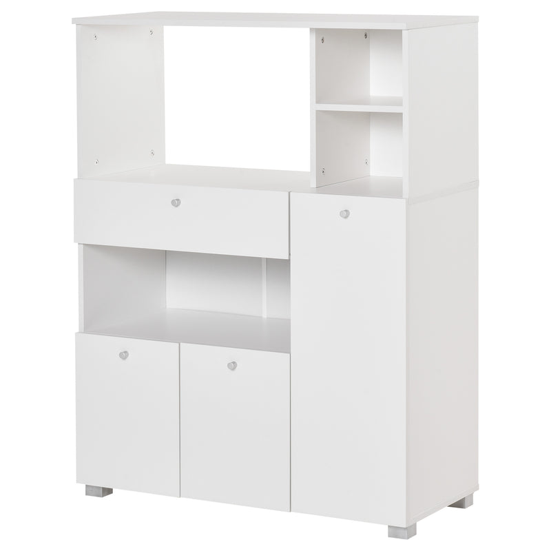 Mobile da Cucina Credenza con Armadietto Mensola e Cassetto 90x40x120 cm in Legno Bianco
