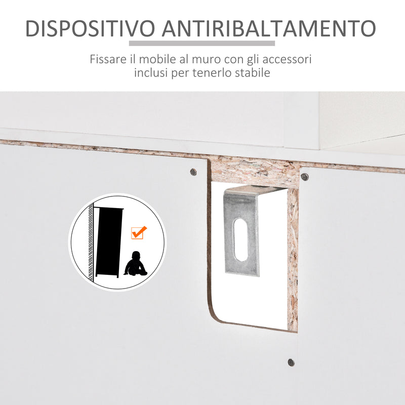 Mobile da Cucina Credenza con Armadietto Mensola e Cassetto 90x40x120 cm in Legno Bianco