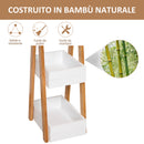 Mobiletto da Bagno 3 Ripiani 21x30x81 cm in MDF Bianco e Bambù