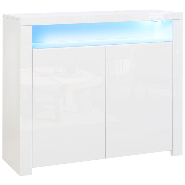 Platzsparender Mehrzweckschrank mit LED 107 x 35 x 97 cm in White Wood online