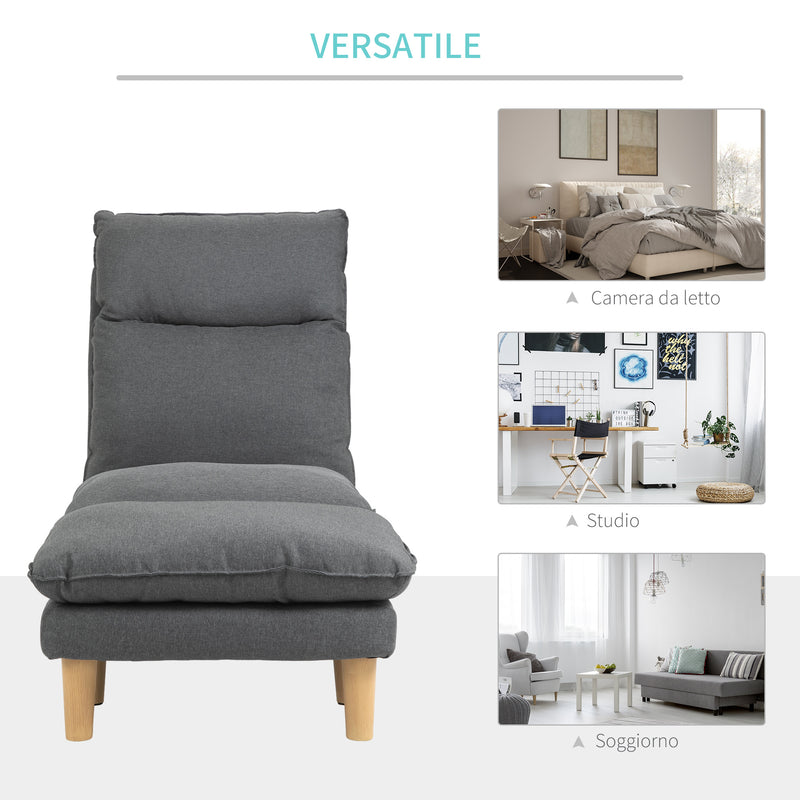 Poltrona Relax Reclinabile con Puof Poggiapiedi in Tessuto Grigio