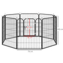 Recinto per Cani Modulare 8 Pannelli 78x100 cm in Acciaio e Metallo Nero