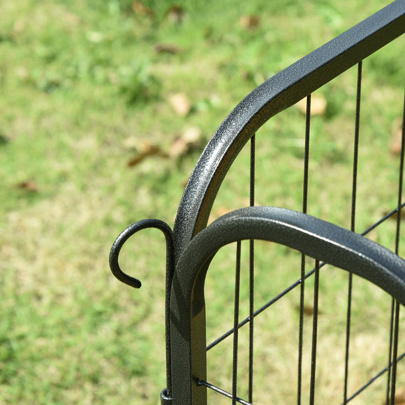 Recinto per Cani Modulare 8 Pannelli 79x79 cm in Acciaio e Metallo Nero