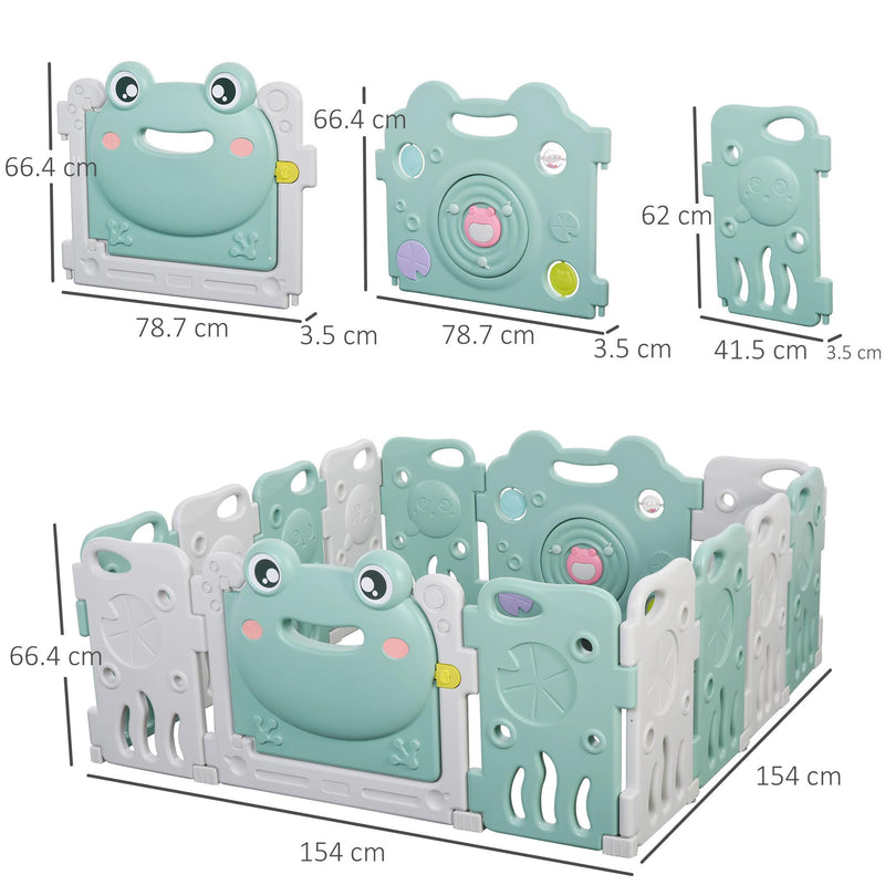 Box Recinto Attività per Bambini 154x154x62 cm in Plastica Verde