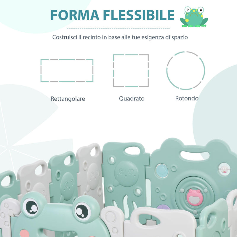 Box Recinto Attività per Bambini 154x154x62 cm in Plastica Verde