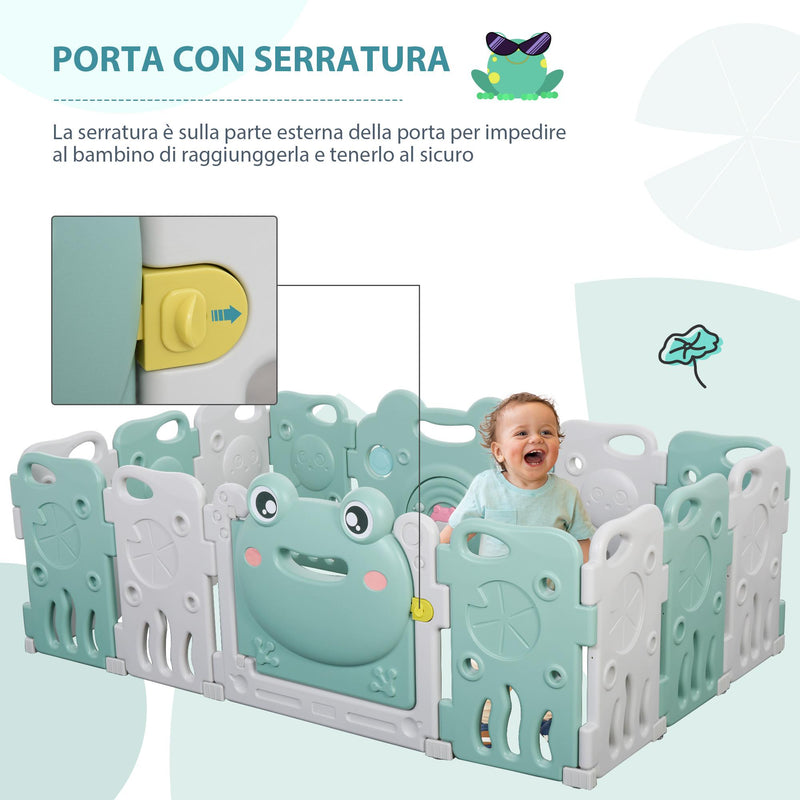 Box Recinto Attività per Bambini 154x154x62 cm in Plastica Verde