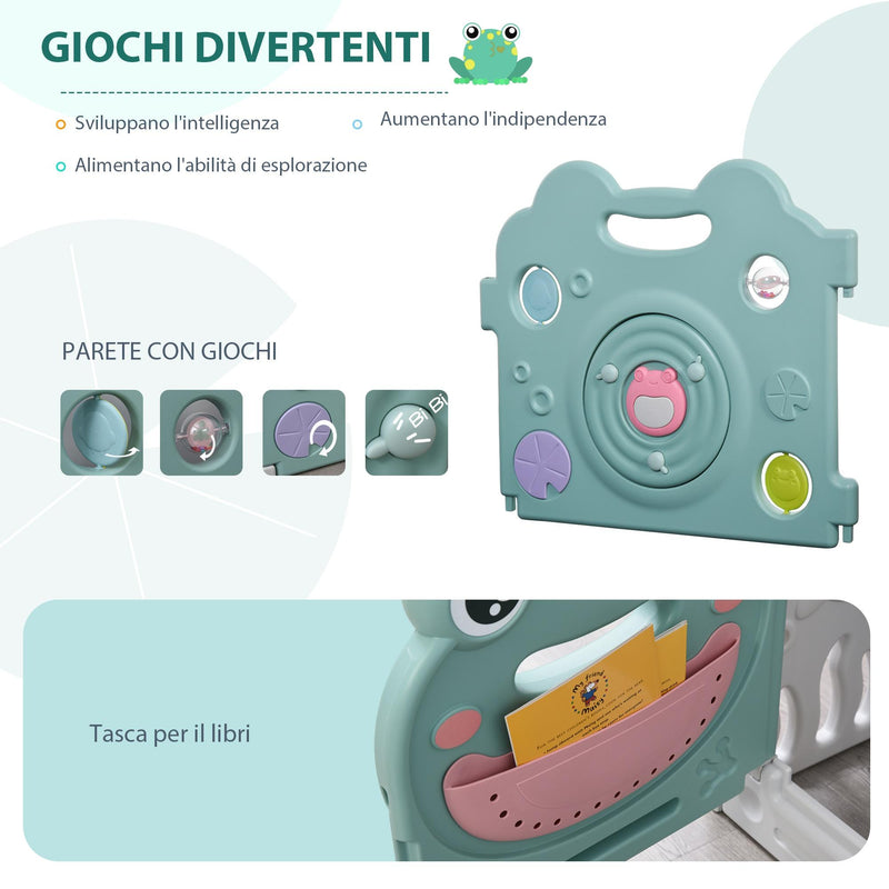 Box Recinto Attività per Bambini 154x154x62 cm in Plastica Verde