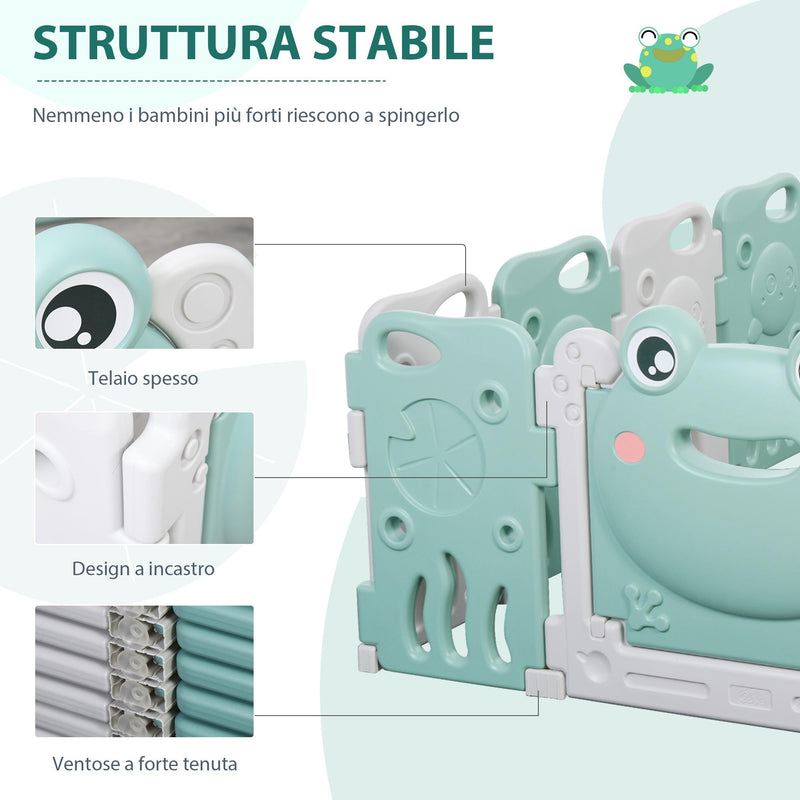 Box Recinto Attività per Bambini 154x154x62 cm in Plastica Verde