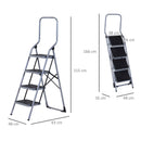 Scala Pieghevole Salvaspazio 4 Gradini 48x63x155 cm max 150kg in Metallo Argento e Nero