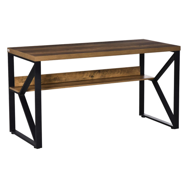 Moderner Schreibtisch 140 x 60 x 76 cm mit Regal und schwarzbraunen K-förmigen Beinen acquista