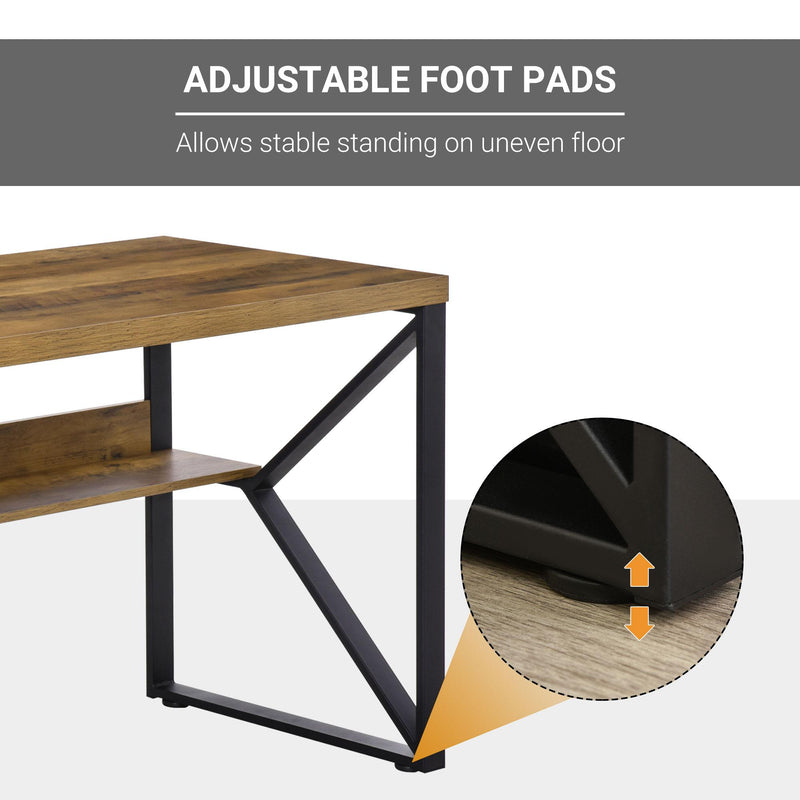 Scrivania da Ufficio Moderna 140x60x76 cm con Mensola e Gambe a K Nero Marrone